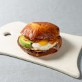 Cheddar, Avocado & Tomato-Pepper Jam Breakfast Sandwich