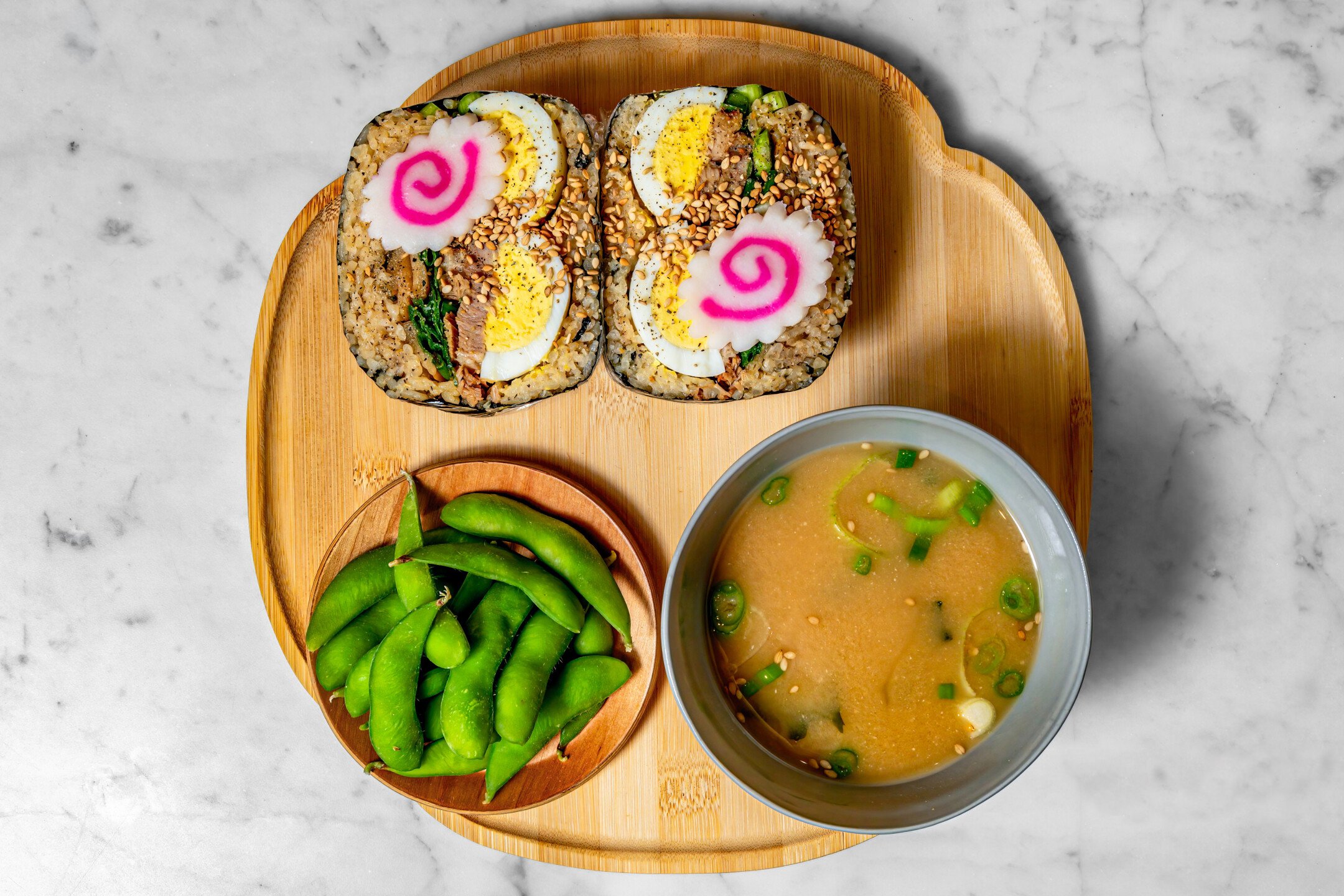 1 Any ONIGIRAZU, Edamame, Miso Soup