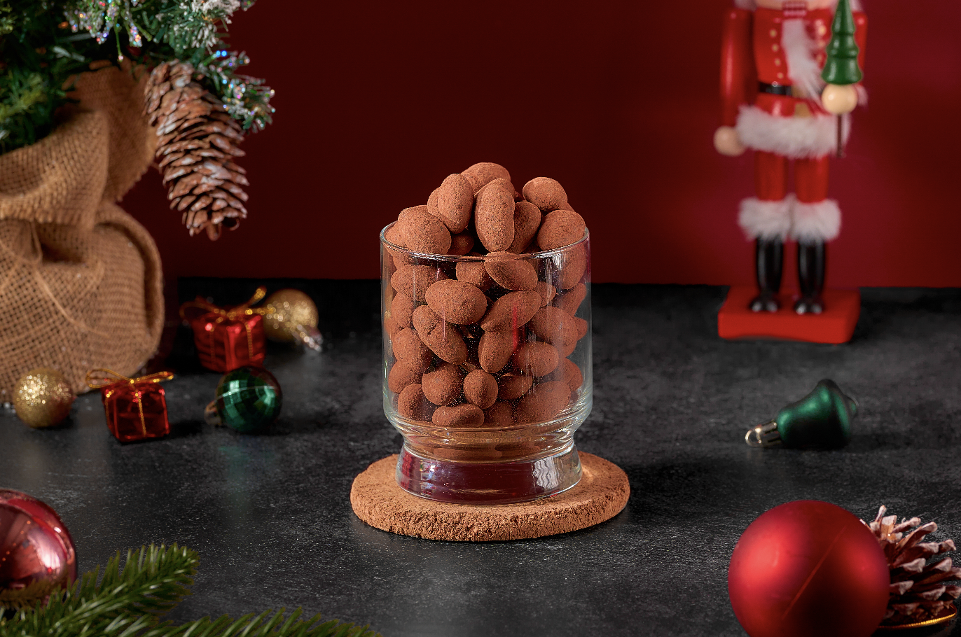 Cocoa Dusted Milk Chocolate Almonds